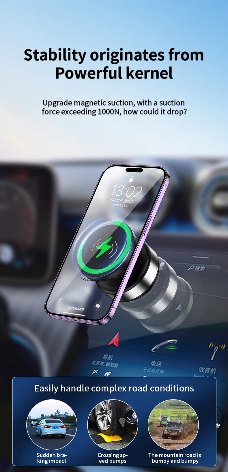 Lux Grip Pro – 360° Magnetic Vacuum Car Phone Mount