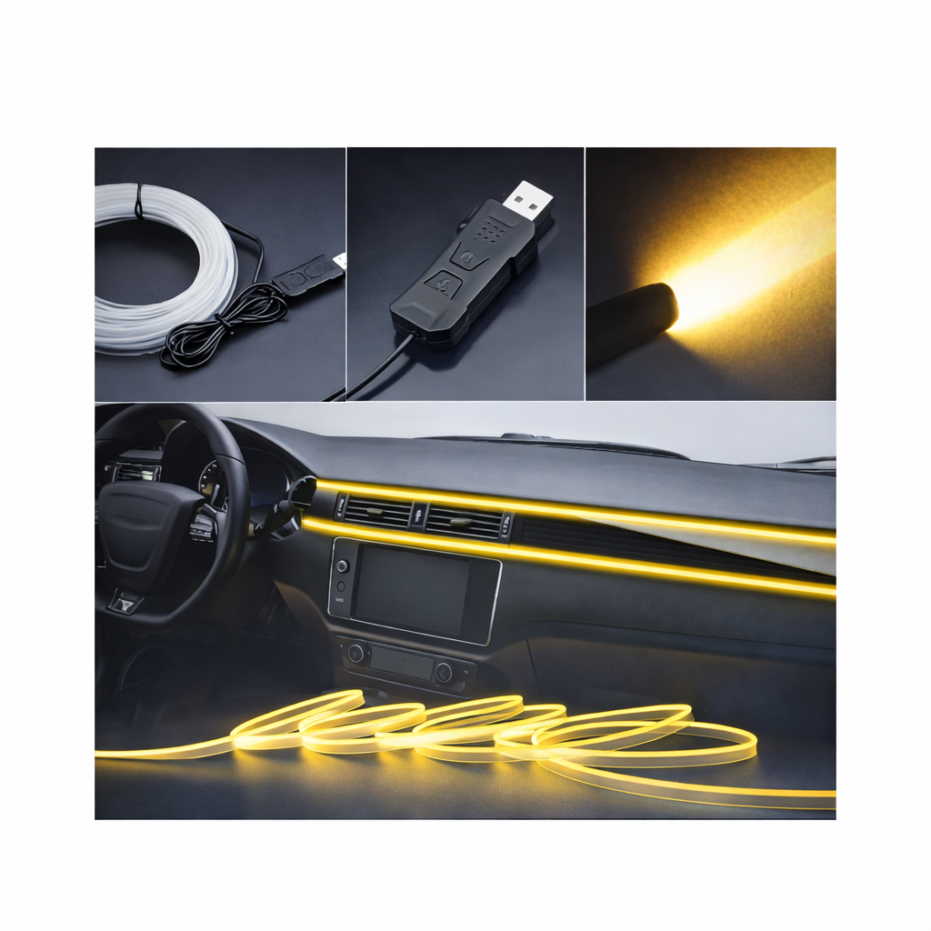 2M-5M RGB Car Interior LED Light Strip (USB + App Control Ambient Light)