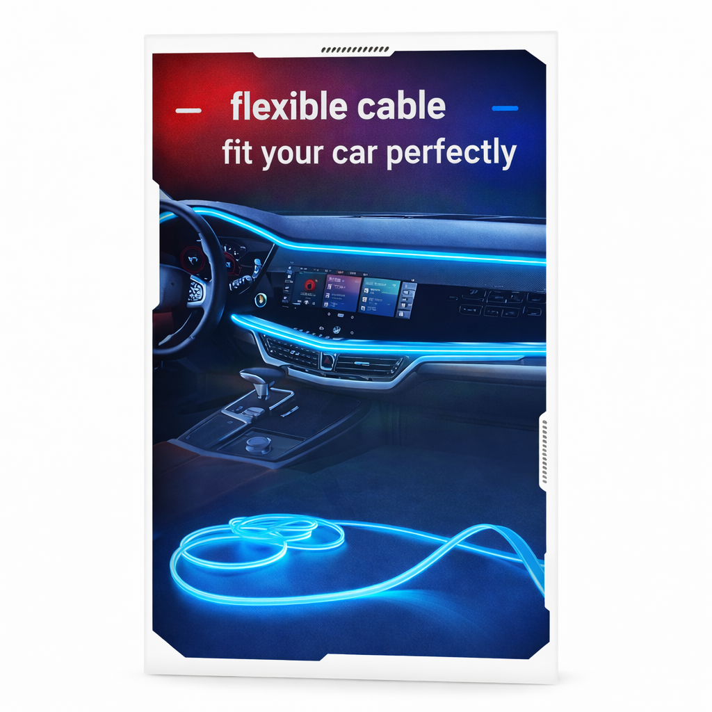 2M-5M RGB Car Interior LED Light Strip (USB + App Control Ambient Light)