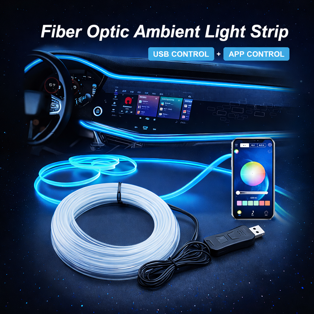 2M-5M RGB Car Interior LED Light Strip (USB + App Control Ambient Light)