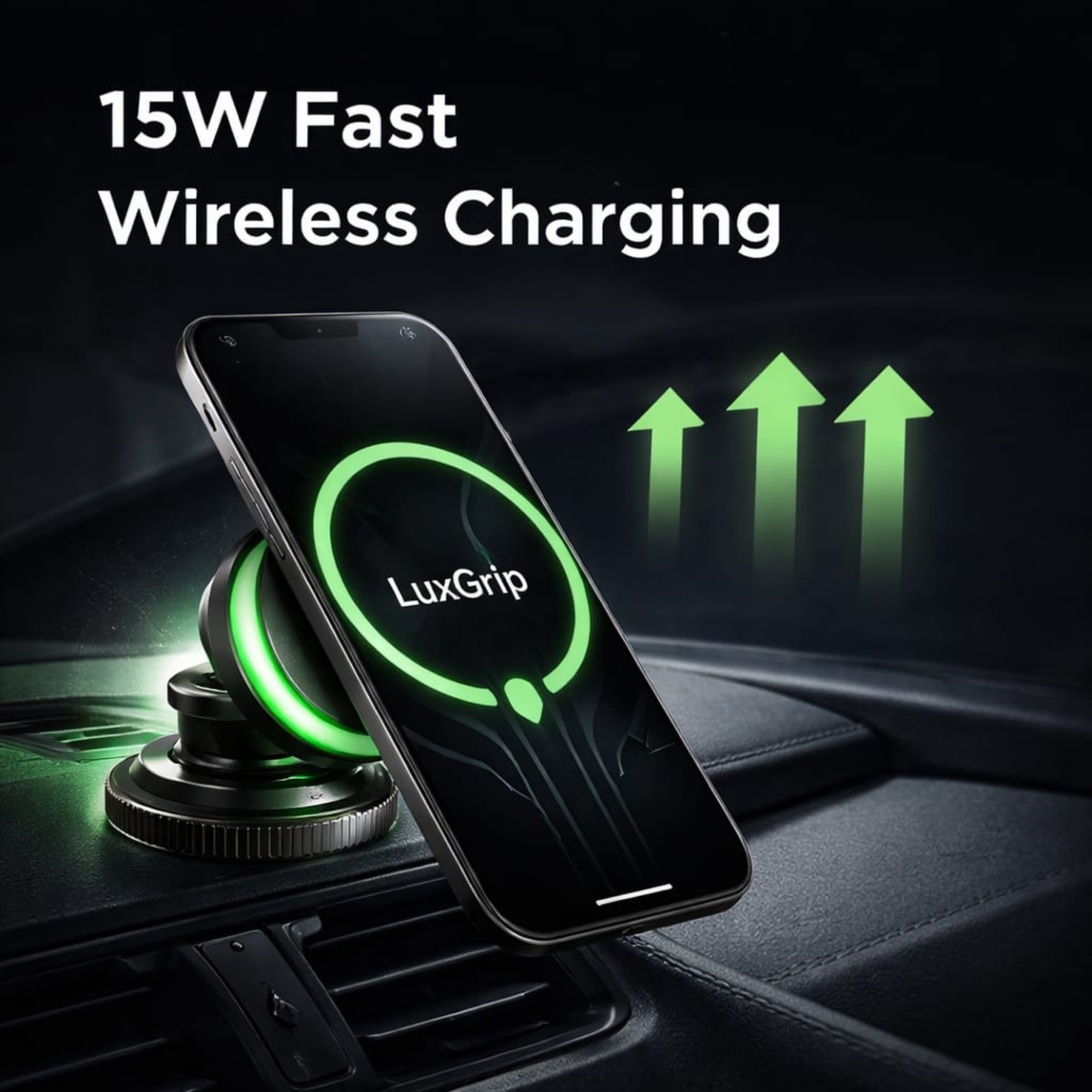 LuxGrip™ MagCharge – Magnetic Wireless Car Mount