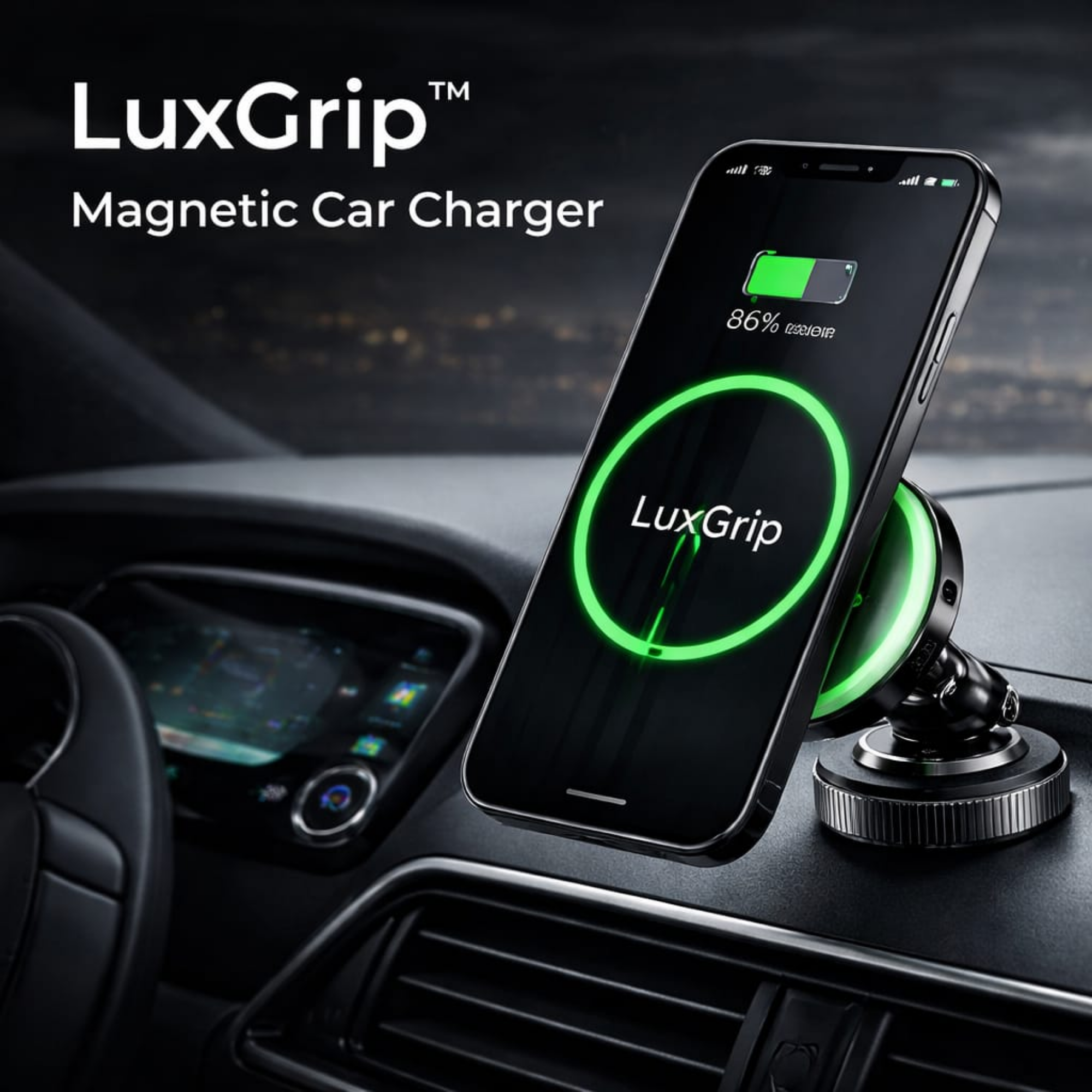 LuxGrip™ MagCharge – Magnetic Wireless Car Mount