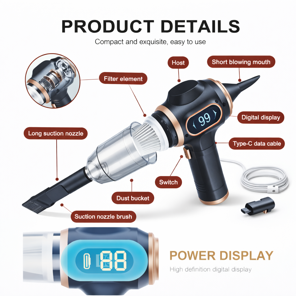 LuxVac Pro X Plus – Wireless High Power Car & Home Vacuum Cleaner